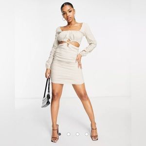 Trendoyl cut front mini dress in cream. NWT